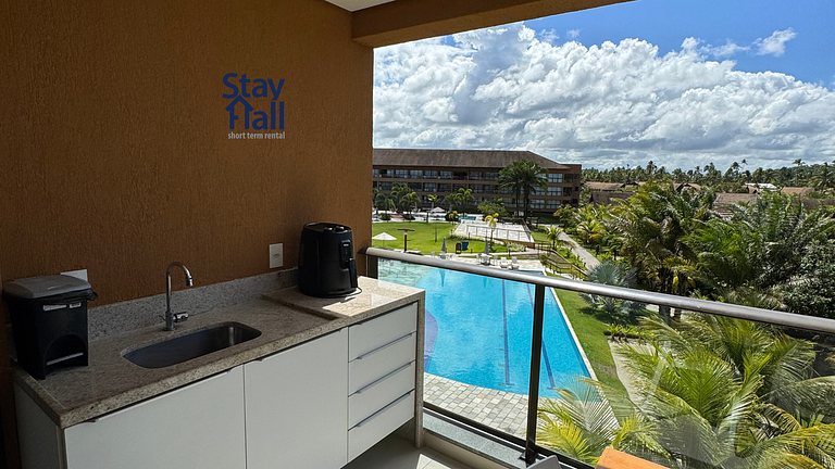Flat com varanda+2qt no Eco Resort
