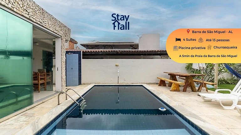 Casa 4 Suites Piscina Barra de Sao Miguel-137M