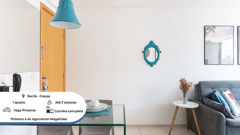 Flat completo e aconchegante nas Graças-SH109M