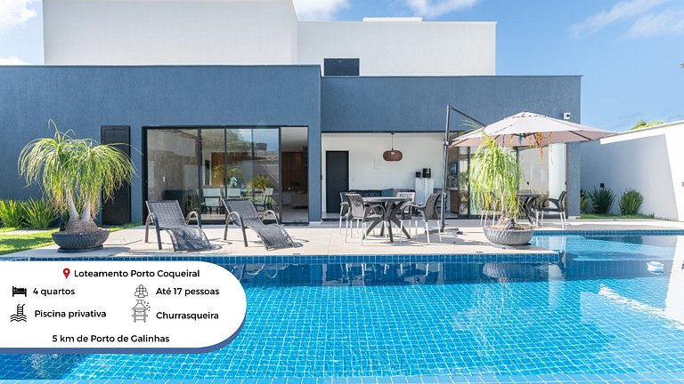Casa de lujo Porto de Galinhas -5HB-Piscina-SH117D