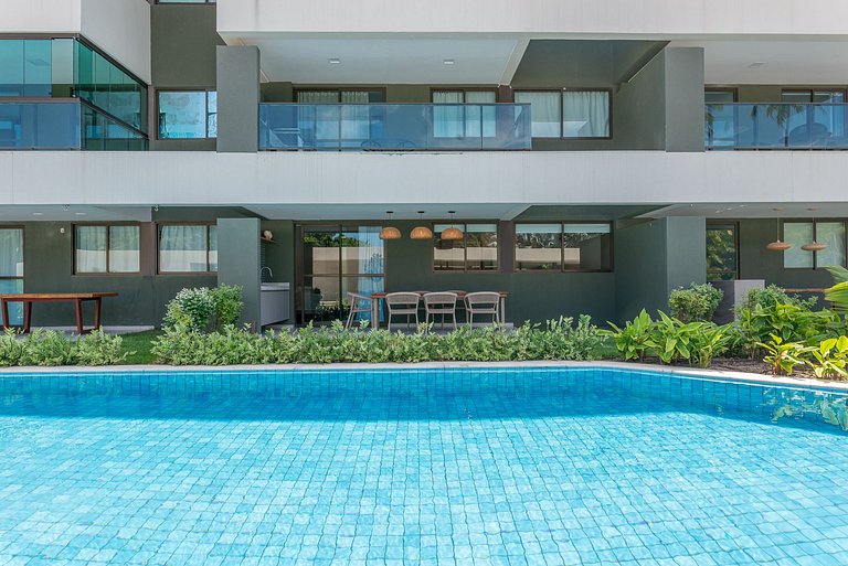 Flat 2 quartos-Cond. beira-mar em Carneiros-SH155