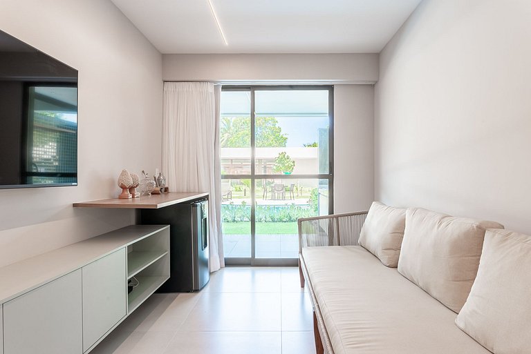 Flat 2 quartos-Cond. beira-mar em Carneiros-SH155