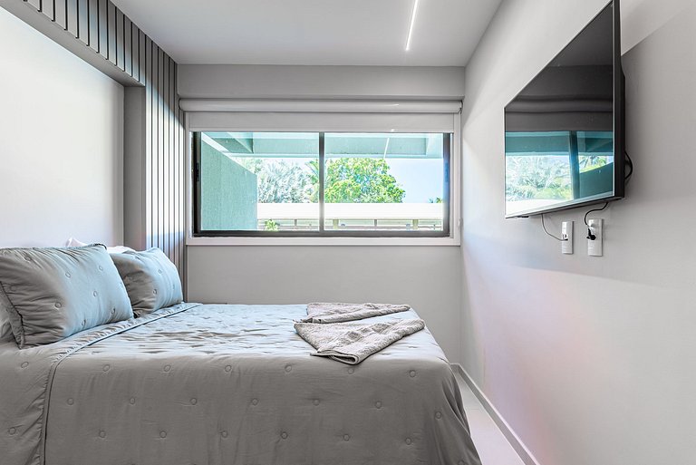 Flat 2 quartos-Cond. beira-mar em Carneiros-SH155